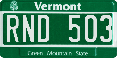 VT license plate RND503