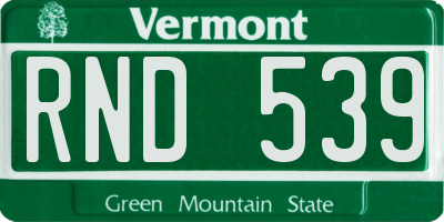 VT license plate RND539