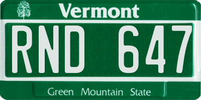 VT license plate RND647