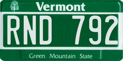 VT license plate RND792