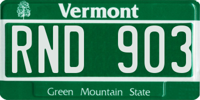 VT license plate RND903