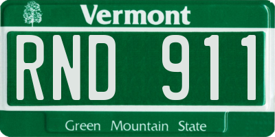 VT license plate RND911