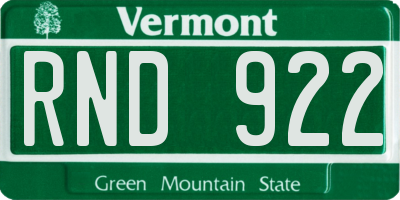 VT license plate RND922