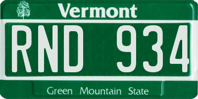 VT license plate RND934