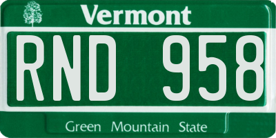 VT license plate RND958