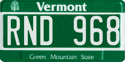 VT license plate RND968