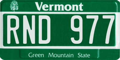 VT license plate RND977