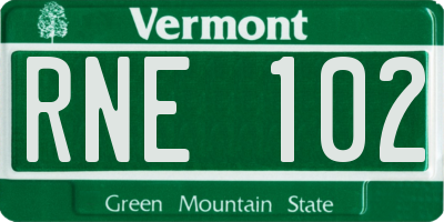 VT license plate RNE102