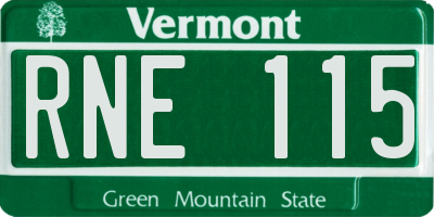 VT license plate RNE115