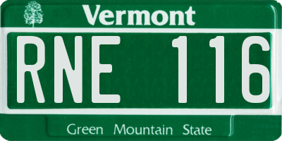 VT license plate RNE116