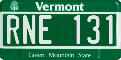VT license plate RNE131