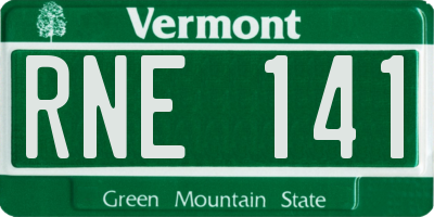 VT license plate RNE141