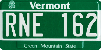 VT license plate RNE162