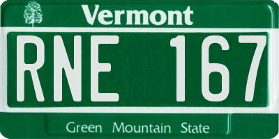 VT license plate RNE167