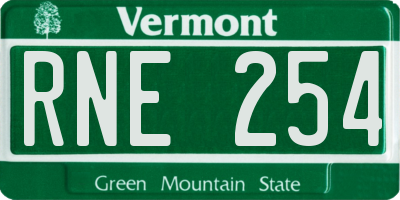 VT license plate RNE254