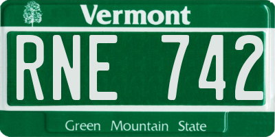 VT license plate RNE742