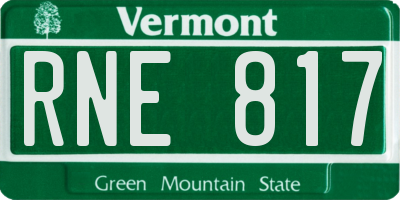 VT license plate RNE817