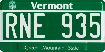 VT license plate RNE935