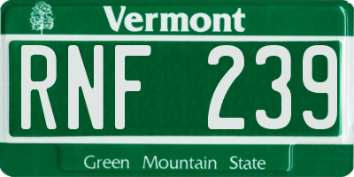 VT license plate RNF239