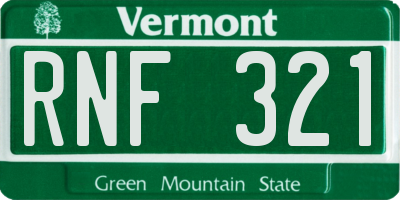 VT license plate RNF321