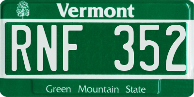 VT license plate RNF352
