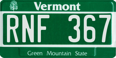 VT license plate RNF367