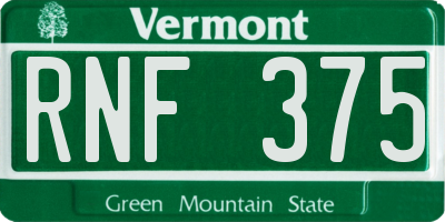 VT license plate RNF375