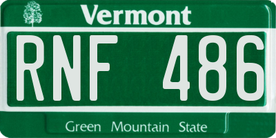 VT license plate RNF486