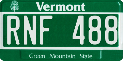 VT license plate RNF488