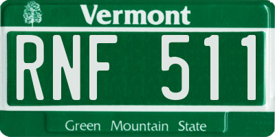 VT license plate RNF511