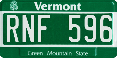 VT license plate RNF596