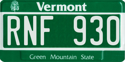 VT license plate RNF930