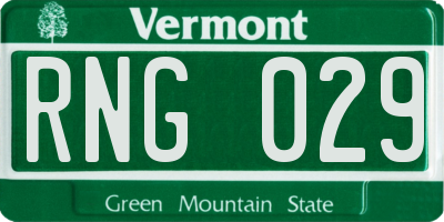 VT license plate RNG029