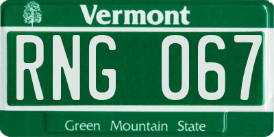 VT license plate RNG067