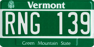 VT license plate RNG139