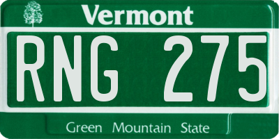 VT license plate RNG275