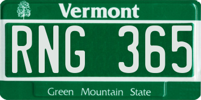 VT license plate RNG365