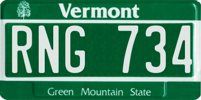 VT license plate RNG734
