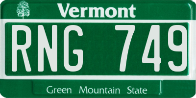 VT license plate RNG749