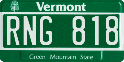 VT license plate RNG818