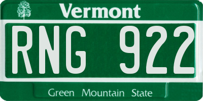 VT license plate RNG922