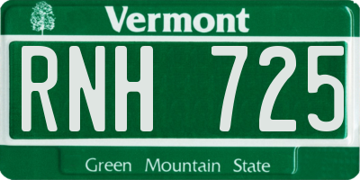 VT license plate RNH725