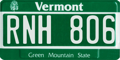 VT license plate RNH806