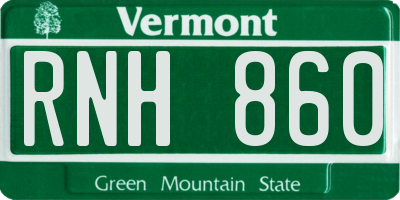 VT license plate RNH860