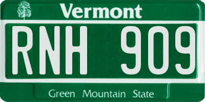 VT license plate RNH909