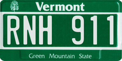 VT license plate RNH911