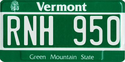 VT license plate RNH950