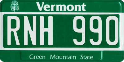 VT license plate RNH990