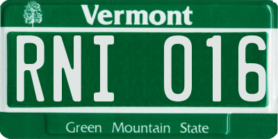 VT license plate RNI016