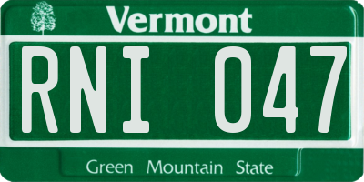 VT license plate RNI047